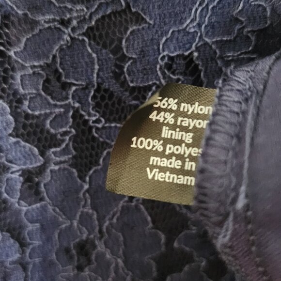 Lane Bryant Dress Womens Plus Size 22 Solid All Blue Lace Zip Back Short Sleeve - Picture 7 of 8